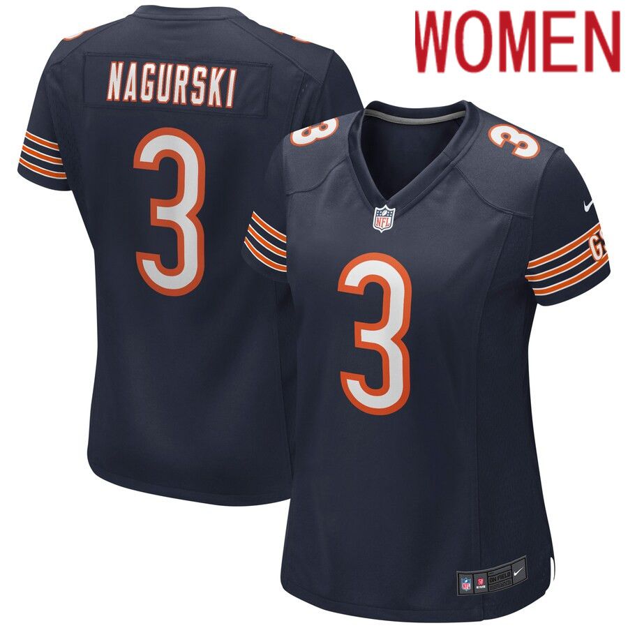 Women Chicago Bears 3 Bronko Nagurski Nike Navy Game Retired Player NFL Jersey